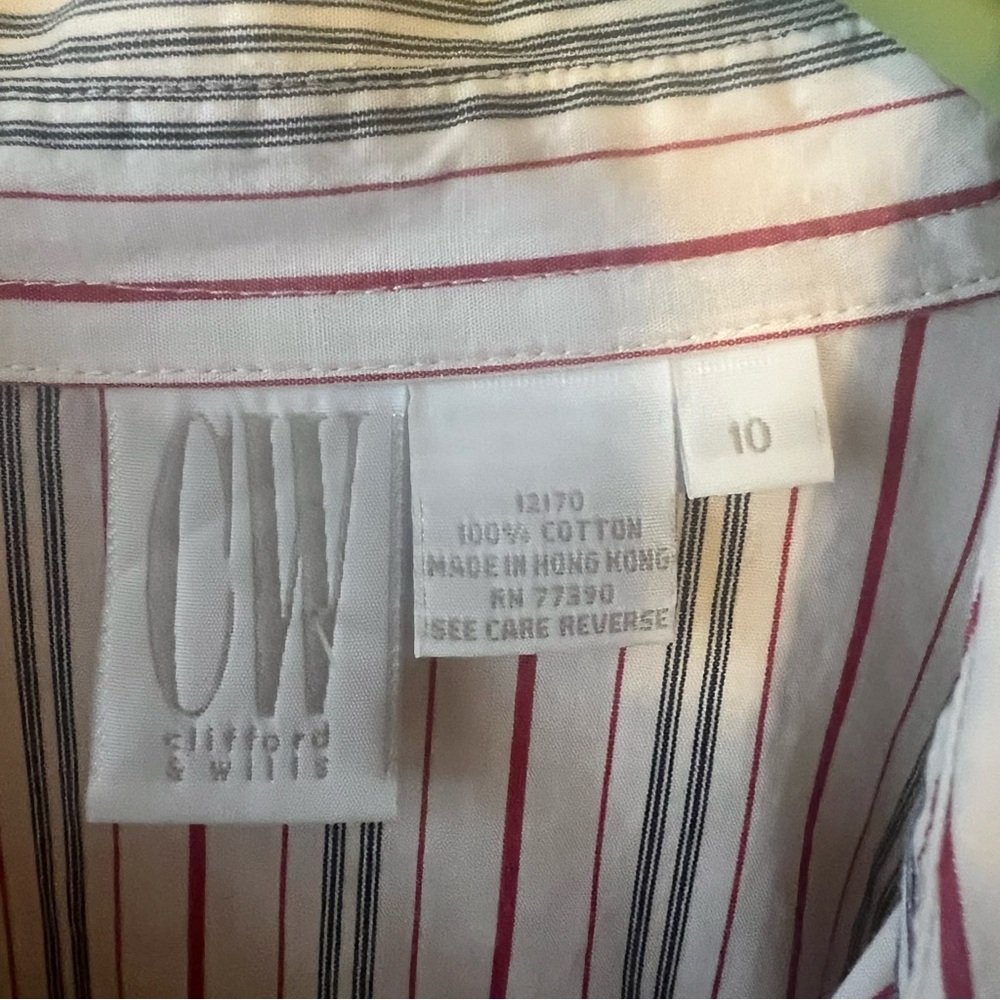 Classic Striped Button-Down Blouse - Multi-Color - Picture 4 of 4